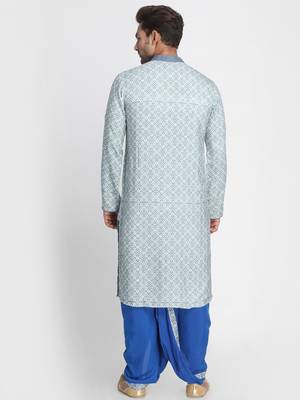 White Printed Viscose Rayon Men Kurtas 2