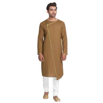 Green Plain Cotton Men Kurtas 1