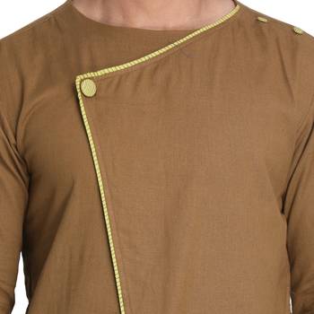 Green Plain Cotton Men Kurtas 2
