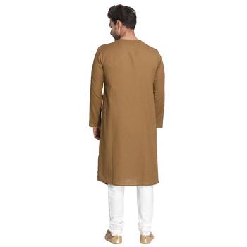 Green Plain Cotton Men Kurtas 3