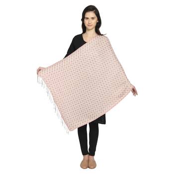Pink & Grey Viscose Rayon Woven Design Polka Dot Reversible Shawl 5