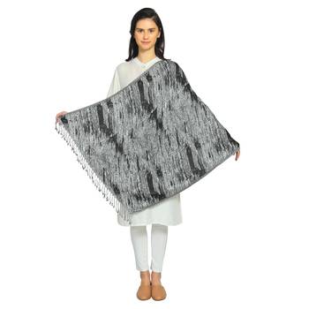 Black & White Viscose Rayon Woven Design Abstract Reversible Shawl 2