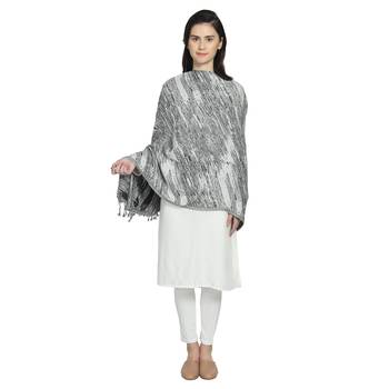 Black & White Viscose Rayon Woven Design Abstract Reversible Shawl 4