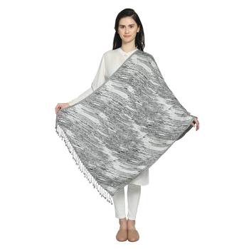 Black & White Viscose Rayon Woven Design Abstract Reversible Shawl 5