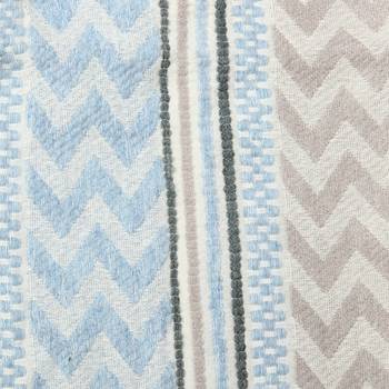 Light Blue & Grey Woollen Blend Woven Design Stripped Chevron Shawl 4