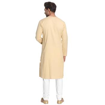 Beige Printed Cotton Men Kurtas 3