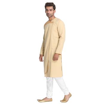 Beige Printed Cotton Men Kurtas 4