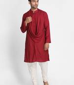 Maroon Printed Viscose Rayon Men Kurtas