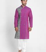 Purple Printed Cotton Men Kurtas