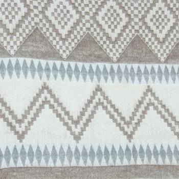 Natural & Grey Woollen Blend Woven Design Stripped Geometric Shawl 4
