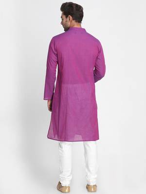 Purple Printed Cotton Men Kurtas 3