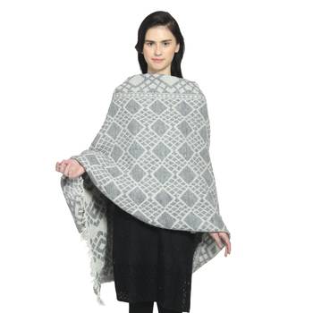 Grey Woollen Blend Woven Design Geometric Shawl 1