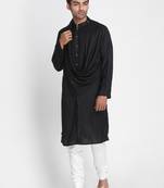 Black Plain Viscose Rayon Men Kurtas