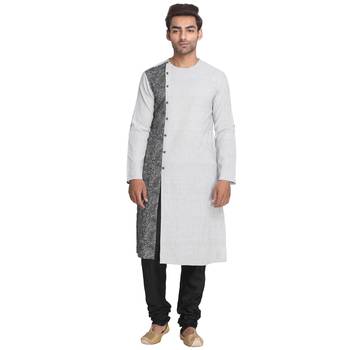 White Printed Cotton Men Kurtas 1