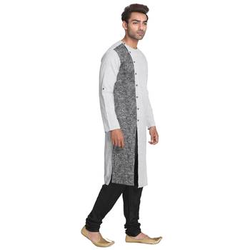 White Printed Cotton Men Kurtas 2