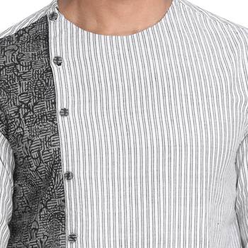 White Printed Cotton Men Kurtas 4