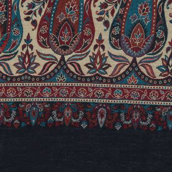 Black & Multi Woollen Blend Woven Design Floral Paisley Shawl 4