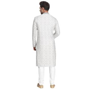 Grey Printed Silk Men Kurtas 3