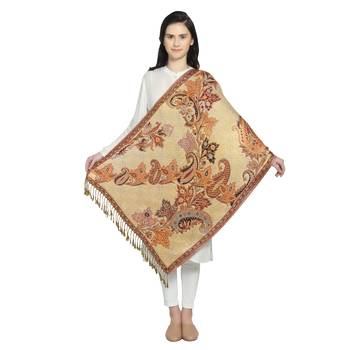 Wine & Multi Viscose Rayon Woven Design Floral Paisley Reversible Shawl 5