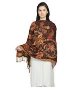 Brown & Multi Viscose Rayon Woven Design Floral Geometric Shawl