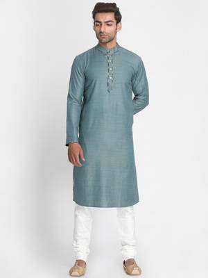 Green Plain
 Cotton Men Kurtas 1