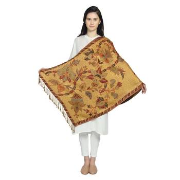 Brown & Multi Viscose Rayon Woven Design Floral Geometric Shawl 5