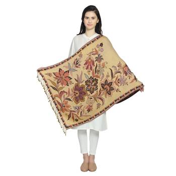 Brinjal/Purple & Multi Viscose Rayon Woven Design Floral Botanical Reversible Shawl 5