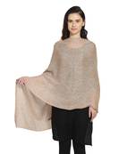 Beige Woollen Woven Design Paisley Shawl
