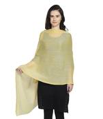 Yellow Woollen Woven Design Paisley Shawl