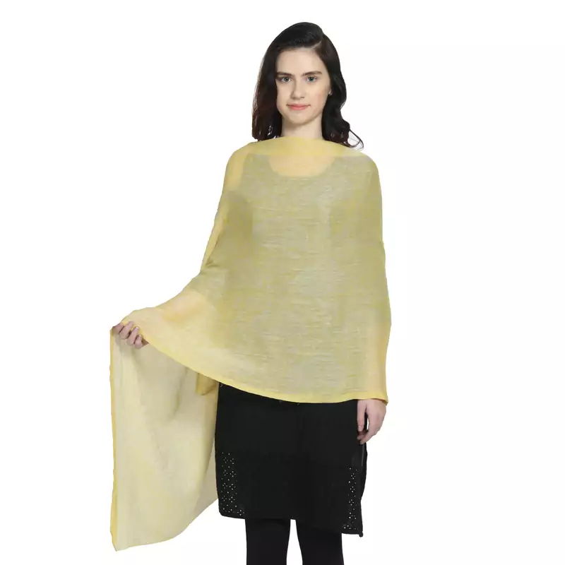 Yellow Woollen Woven Design Paisley Shawl