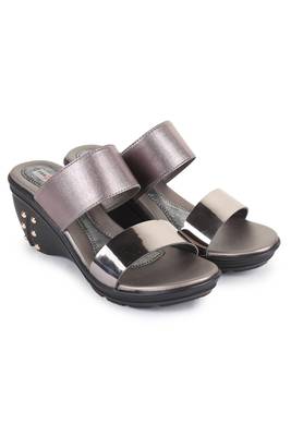 Beautiful Grey color synthetic material wedges for women's 1