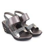 Beautiful Grey color synthetic material wedges for women's