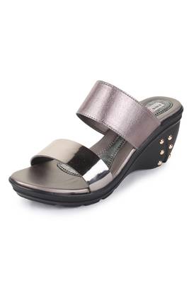 Beautiful Grey color synthetic material wedges for women's 2