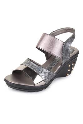 Beautiful Grey color synthetic material wedges for women's 2