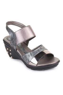 Beautiful Grey color synthetic material wedges for women's 3