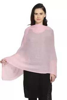 Pink Woollen Woven Design Paisley Shawl