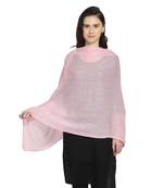 Pink Woollen Woven Design Paisley Shawl