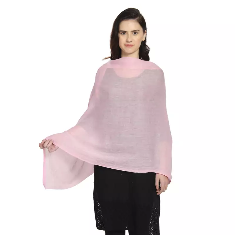 Pink Woollen Woven Design Paisley Shawl