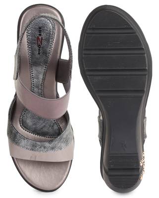 Beautiful Grey color synthetic material wedges for women's 5