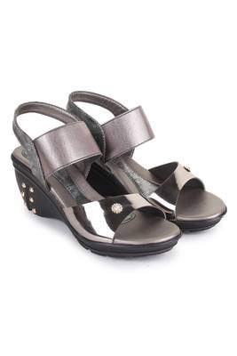Beautiful Grey color synthetic material wedges for women's 1
