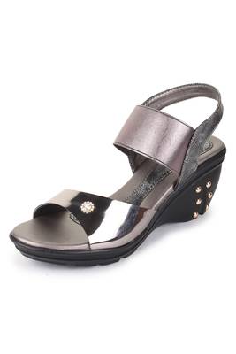 Beautiful Grey color synthetic material wedges for women's 2