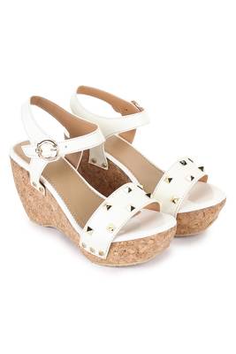 Beautiful White color synthetic material wedges for women's 1