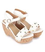 Beautiful White color synthetic material wedges for women's