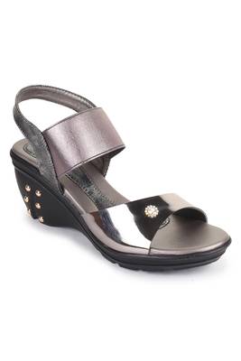 Beautiful Grey color synthetic material wedges for women's 3
