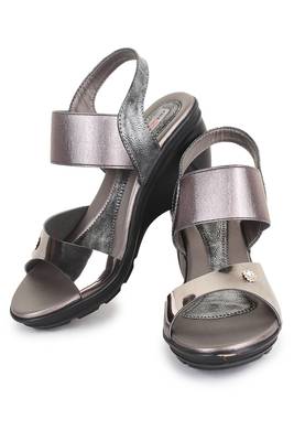 Beautiful Grey color synthetic material wedges for women's 4