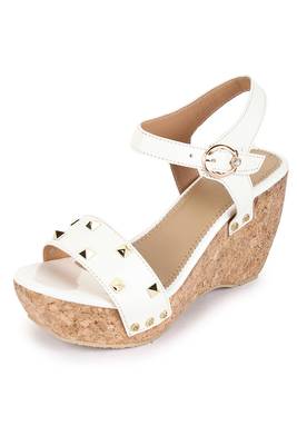 Beautiful White color synthetic material wedges for women's 2