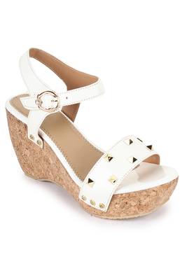 Beautiful White color synthetic material wedges for women's 3
