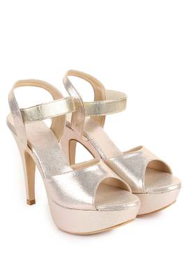 Beautiful Golden color synthetic material heels for women's 1