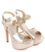 Beautiful Golden color synthetic material heels for women's