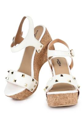 Beautiful White color synthetic material wedges for women's 4